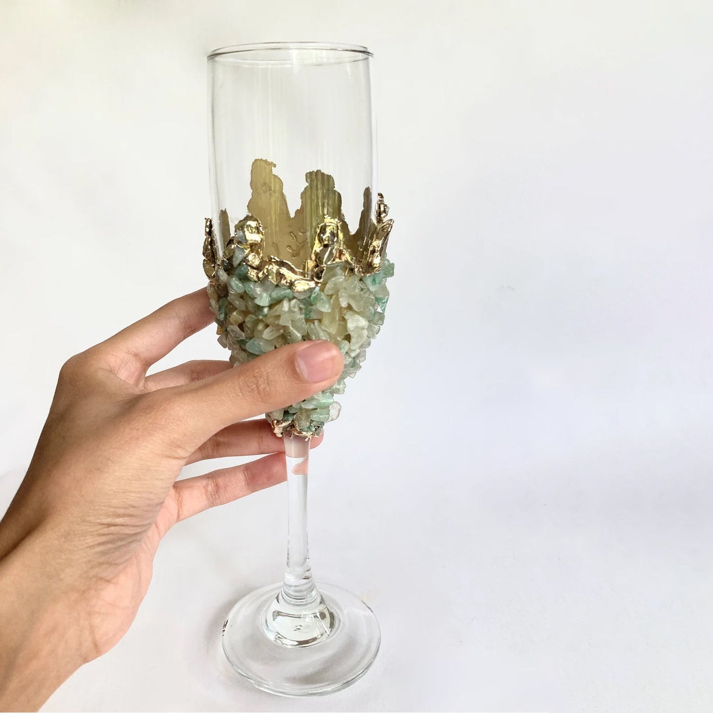 Set of 2 |Crystal Wine/Champagne Glasses with Gold Plated Light Green biodegradable eco friendly phone case