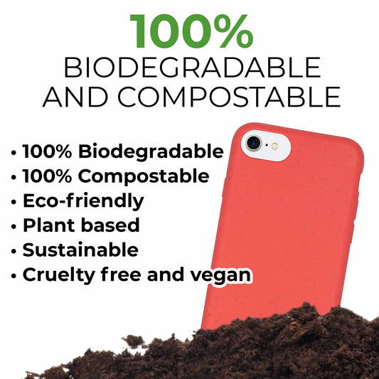 Eco-friendly red iPhone 8 case made from wheat straw - sustainable biodegradable phone cover