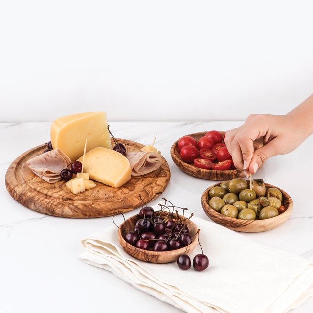 Handcrafted Tunisian Olive Wood Set of 3 Round Dipping Dishes biodegradable eco friendly phone case