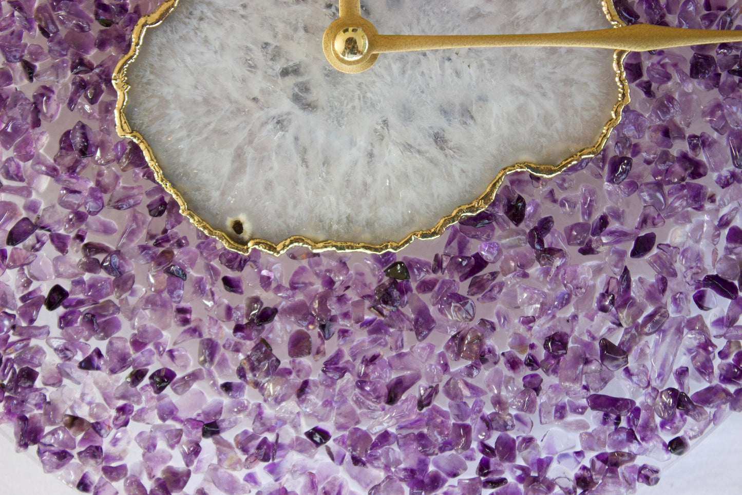 10" Diameter Large Purple Crystal White Agate Wall Clock biodegradable eco friendly phone case