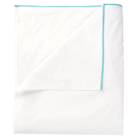 White with Light Blue Piping - Pure Cotton, Pure Linen or Linen biodegradable eco friendly phone case