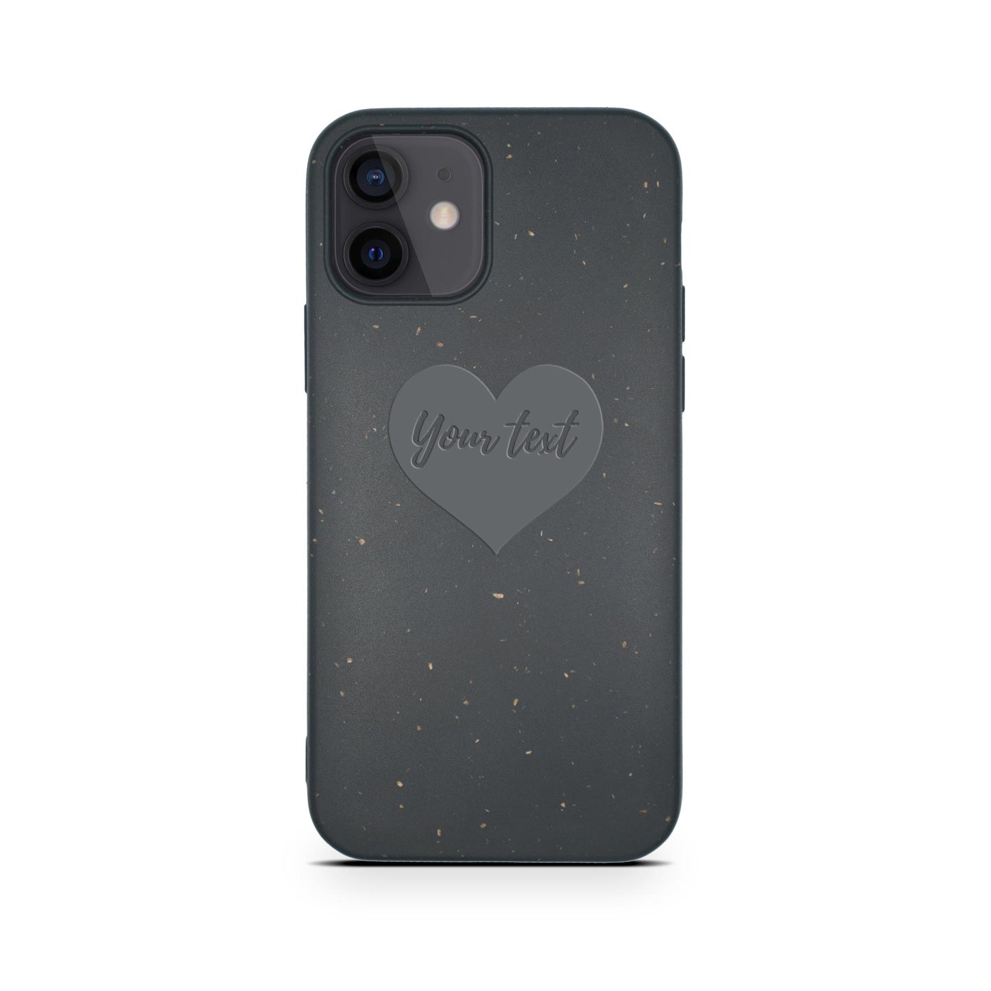 Heart design personalized black compostable iPhone 12 Mini case - romantic biodegradable eco-friendly protection