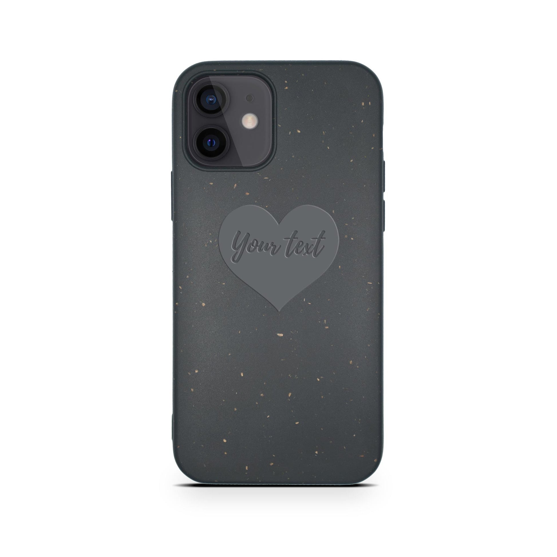 Heart design personalized black compostable iPhone 12 Mini case - romantic biodegradable eco-friendly protection