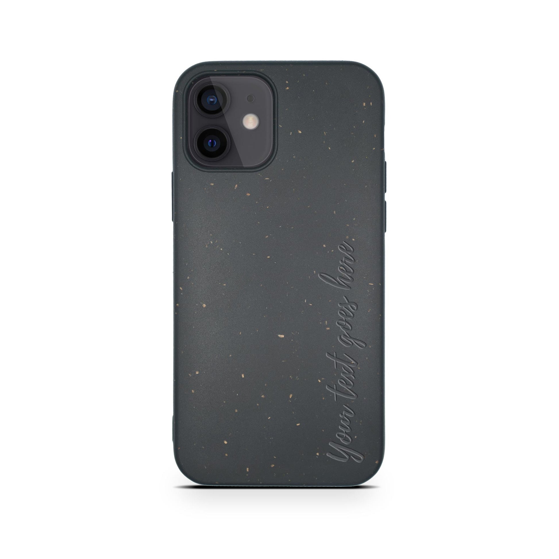 Vertical text personalized black compostable iPhone 12 Mini case - custom biodegradable eco-friendly cover