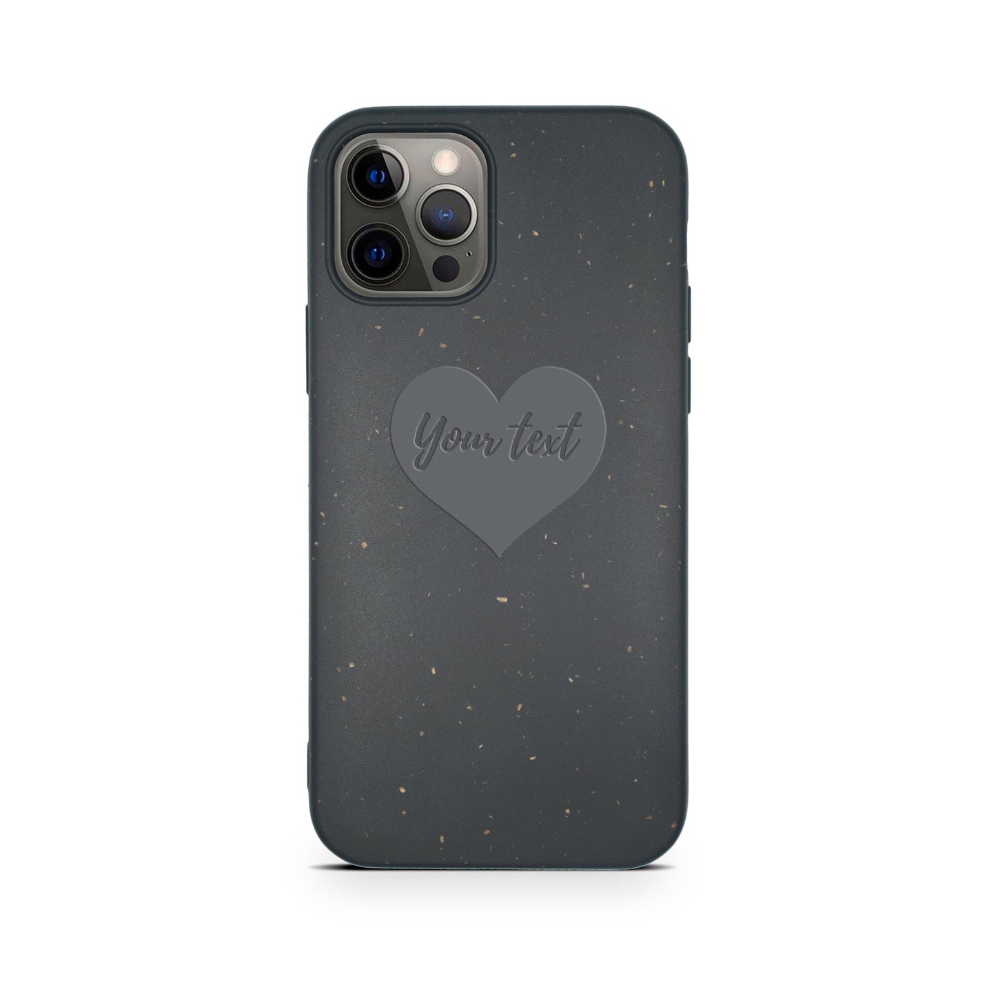Heart design personalized black compostable iPhone 12 Pro case - romantic biodegradable eco-friendly protection