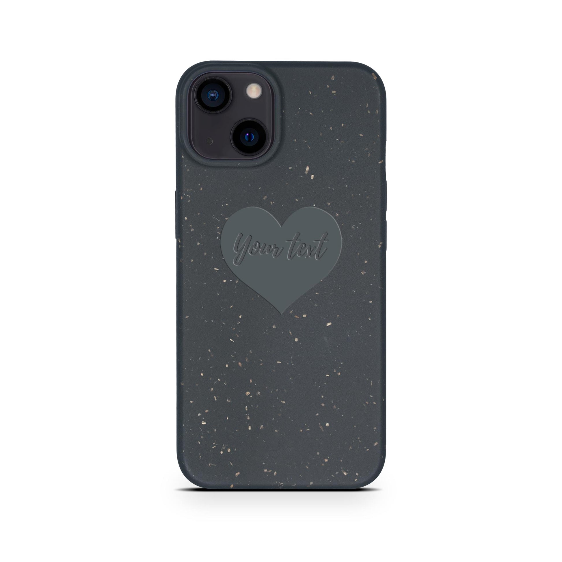 Heart design personalized black compostable iPhone 13 Mini case - romantic biodegradable eco-friendly protection