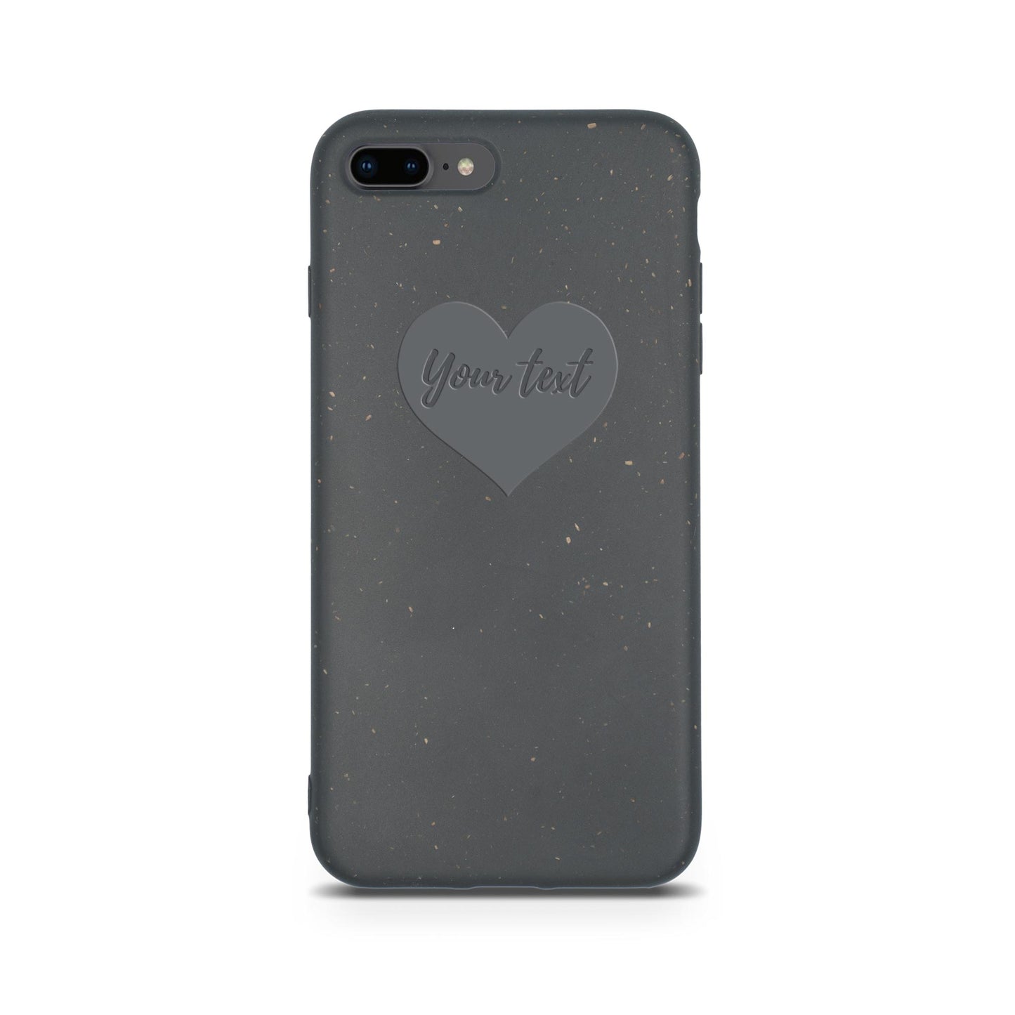 Heart design personalized black compostable iPhone 8 Plus case - romantic biodegradable eco-friendly protection