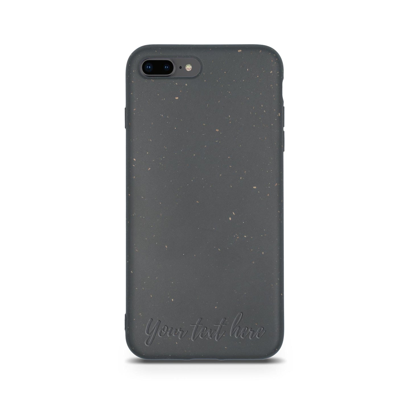 Horizontal text personalized black compostable iPhone 8 Plus case - custom biodegradable eco-friendly protection