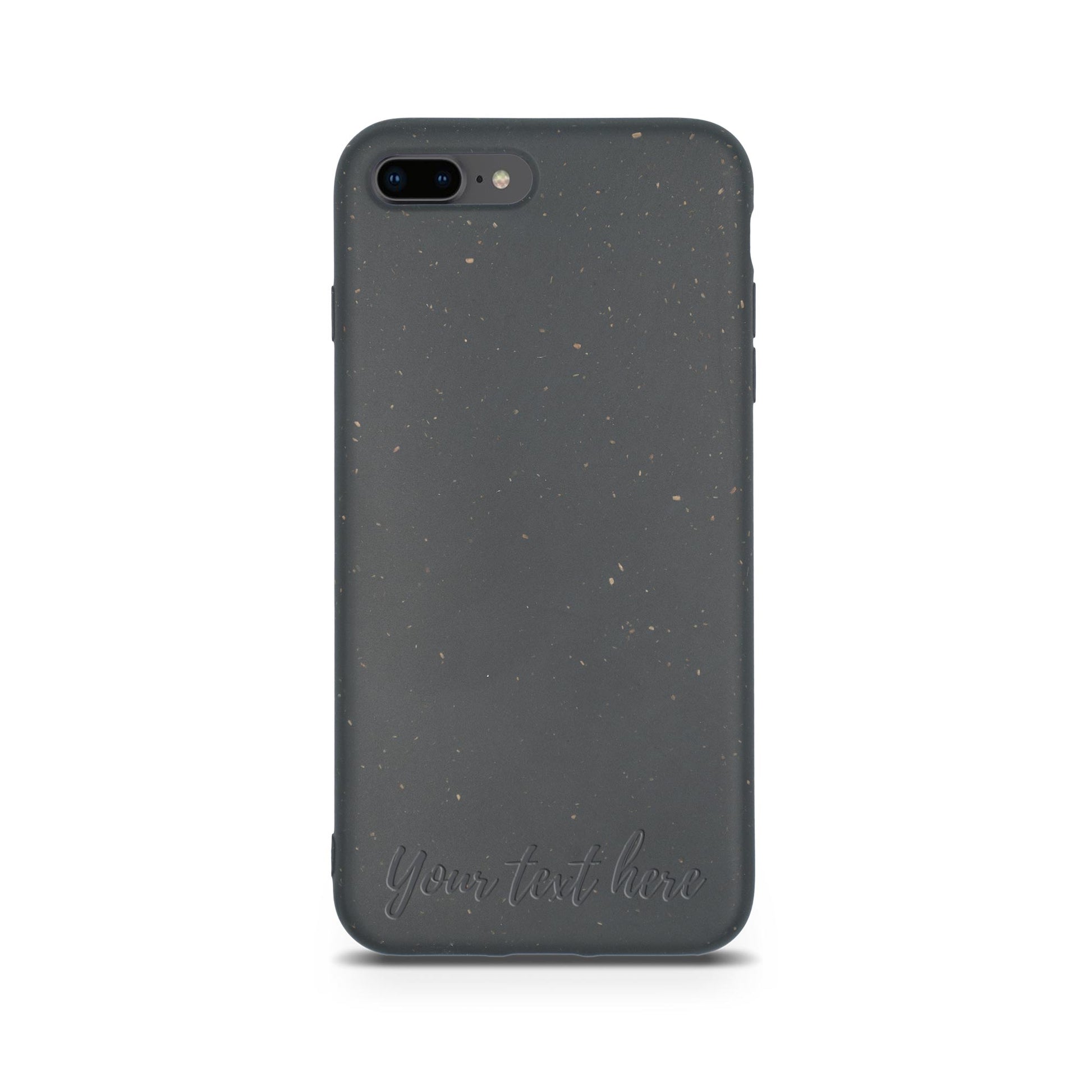 Horizontal text personalized black compostable iPhone 8 Plus case - custom biodegradable eco-friendly protection