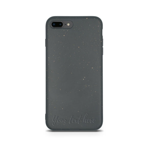 Horizontal personalized black biodegradable iPhone 8 Plus case mockup - custom eco-friendly compostable protection