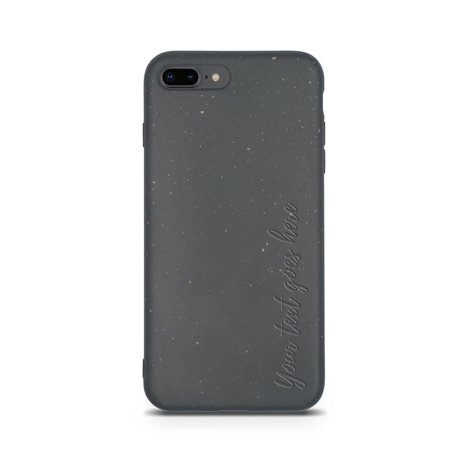 Vertical text personalized black compostable iPhone 8 Plus case - custom biodegradable eco-friendly cover