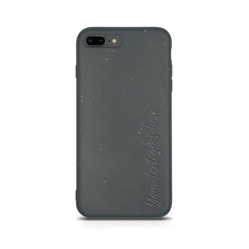 Vertical personalized black biodegradable iPhone 7/8 Plus case lifestyle - custom eco-friendly compostable cover