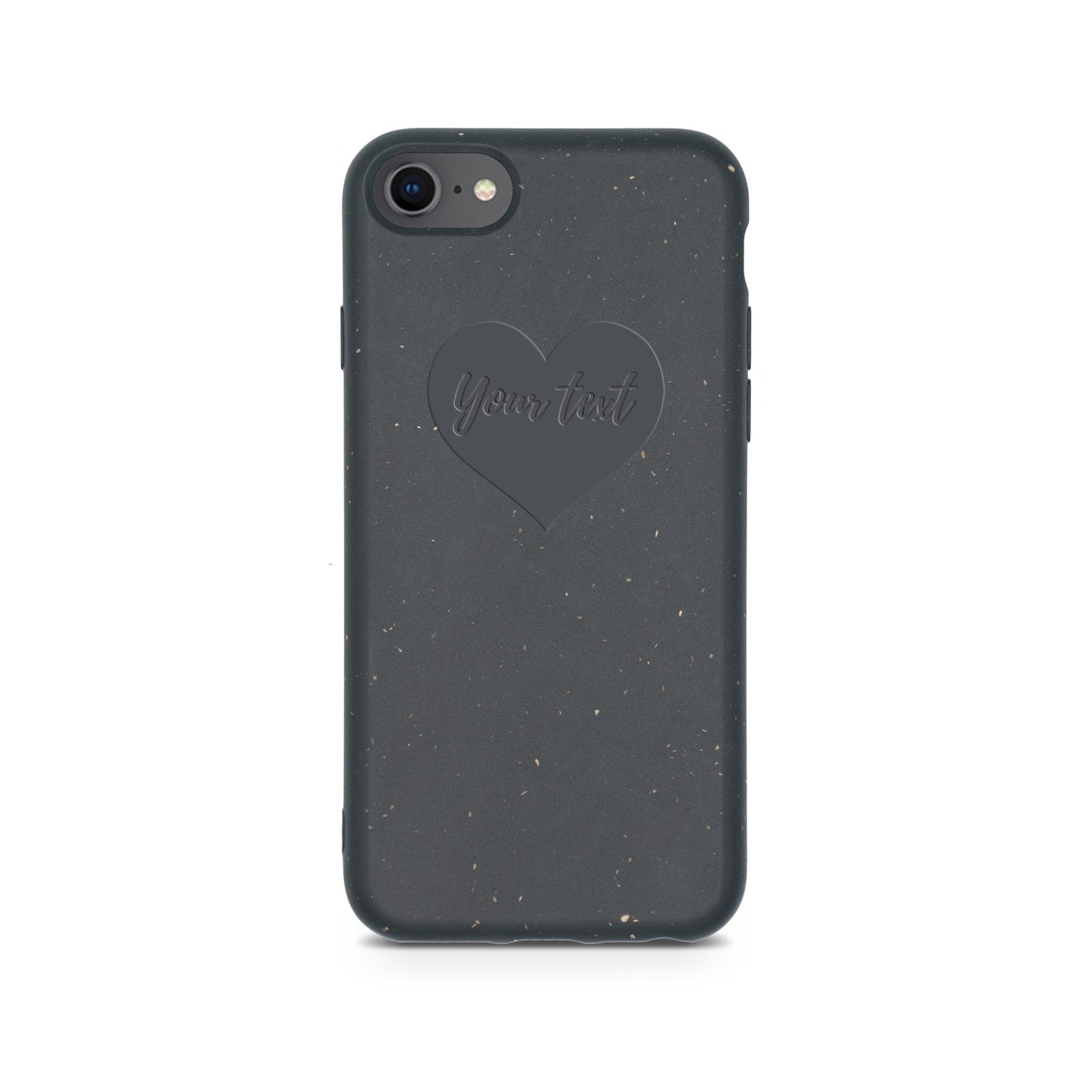 Heart design personalized black compostable iPhone 6/6S/7/8/SE case - romantic biodegradable eco-friendly protection