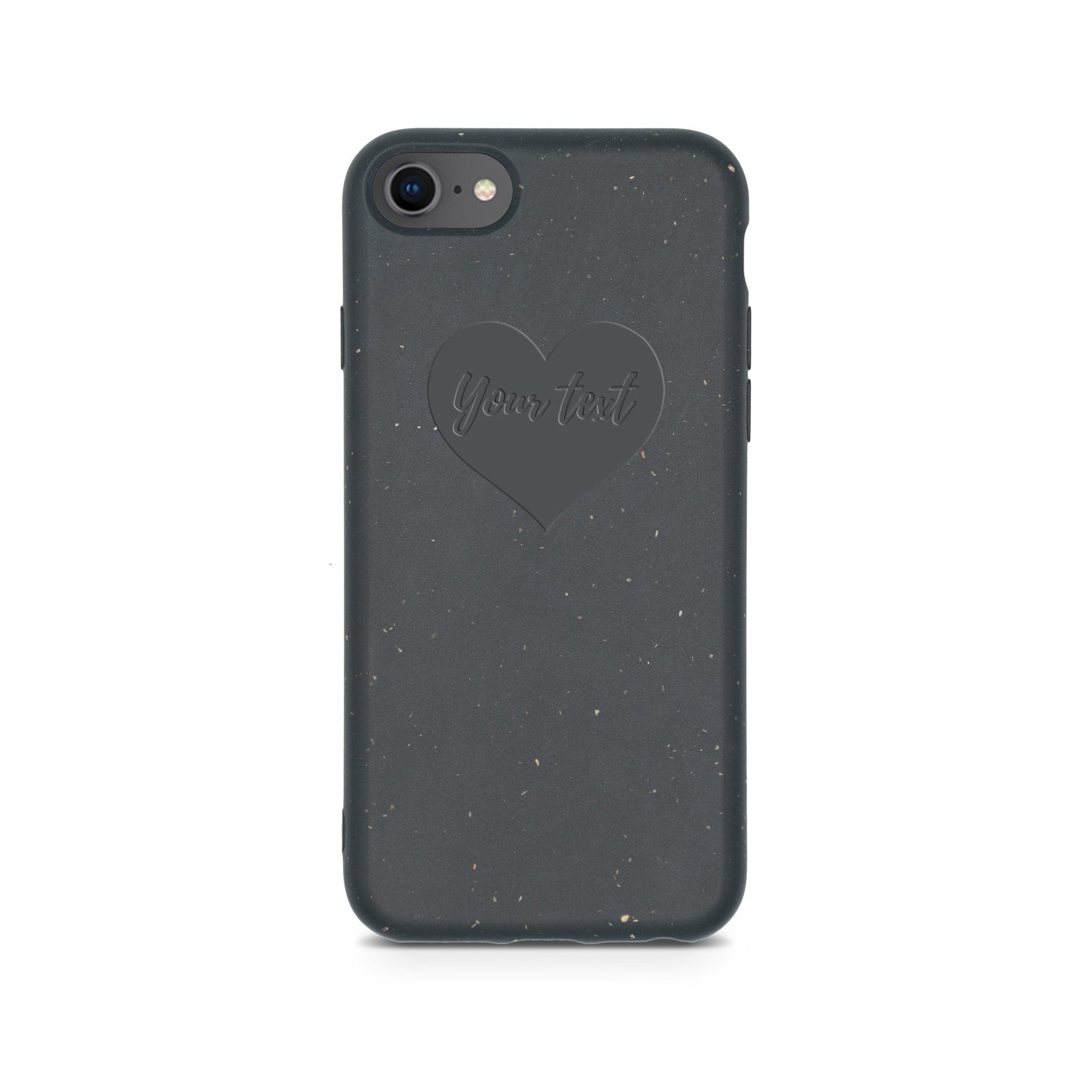 Heart design personalized black compostable iPhone 6/6S/7/8/SE case - romantic biodegradable eco-friendly protection