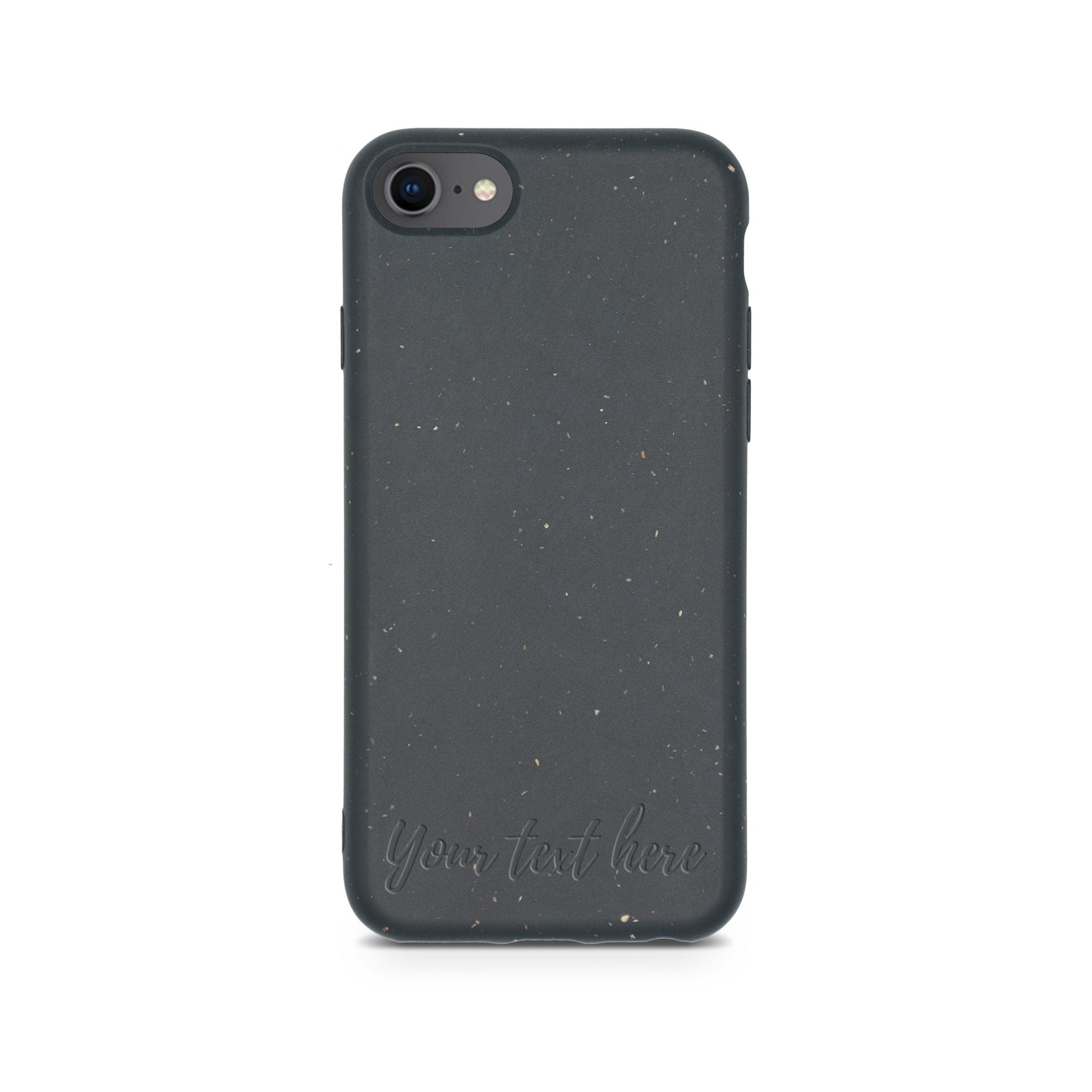 Horizontal text personalized black compostable iPhone 6/6S/7/8/SE case - custom biodegradable eco-friendly protection