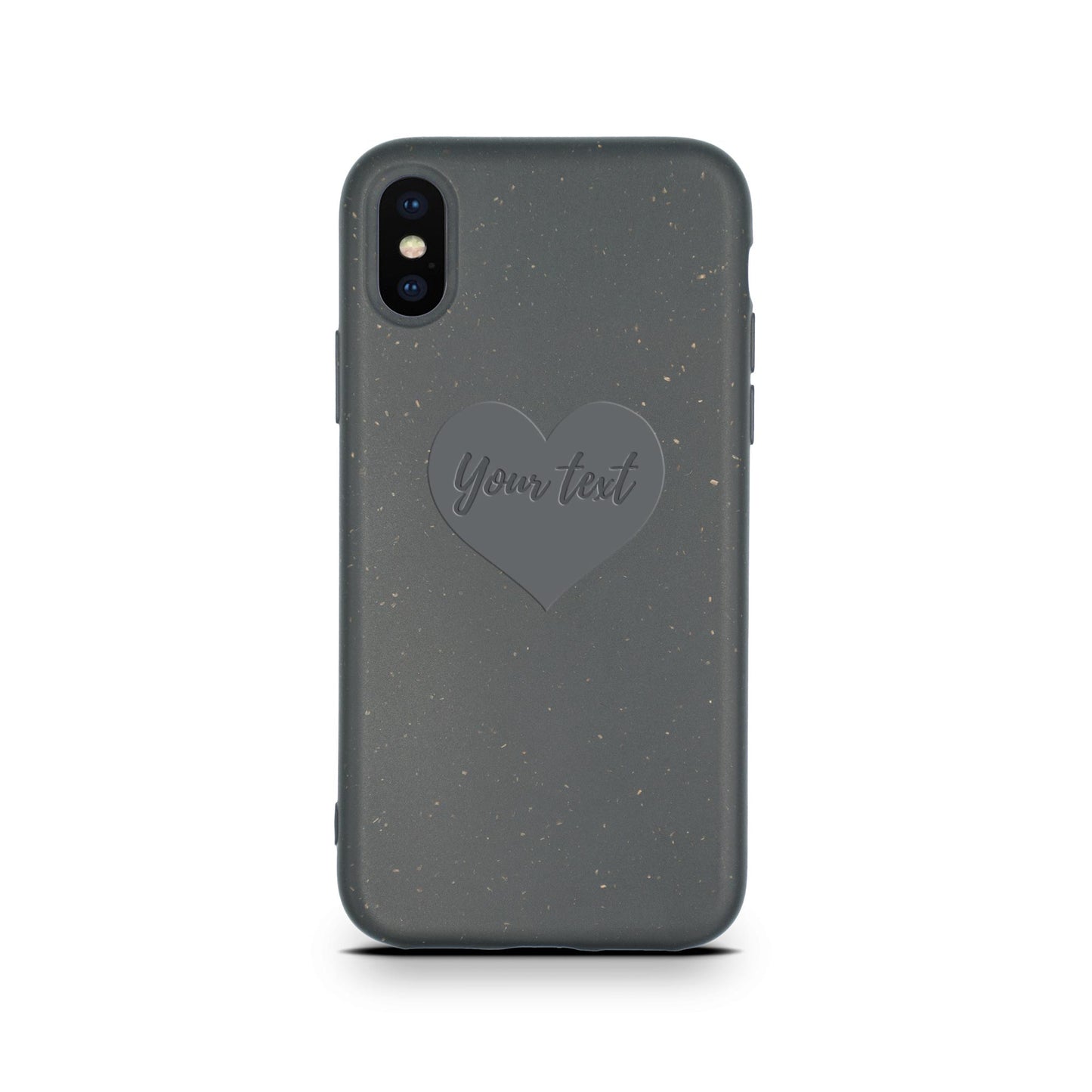 Heart design personalized black compostable iPhone X case - romantic biodegradable eco-friendly protection