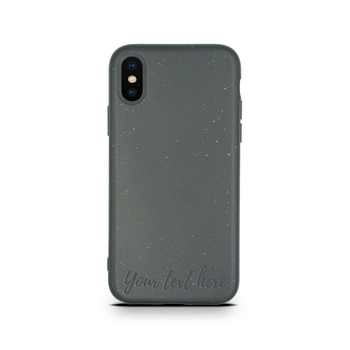 Horizontal personalized black biodegradable iPhone X case lifestyle - custom eco-friendly compostable protection