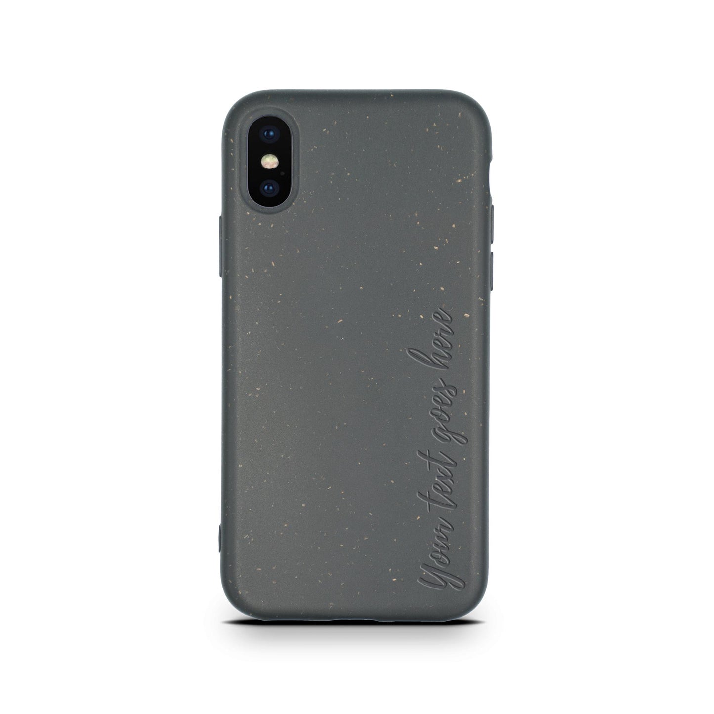 Vertical text personalized black compostable iPhone X case - custom biodegradable eco-friendly cover