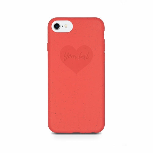 Heart design red compostable iPhone 6 7 8 SE2 SE3 case - romantic personalized eco-friendly phone protection