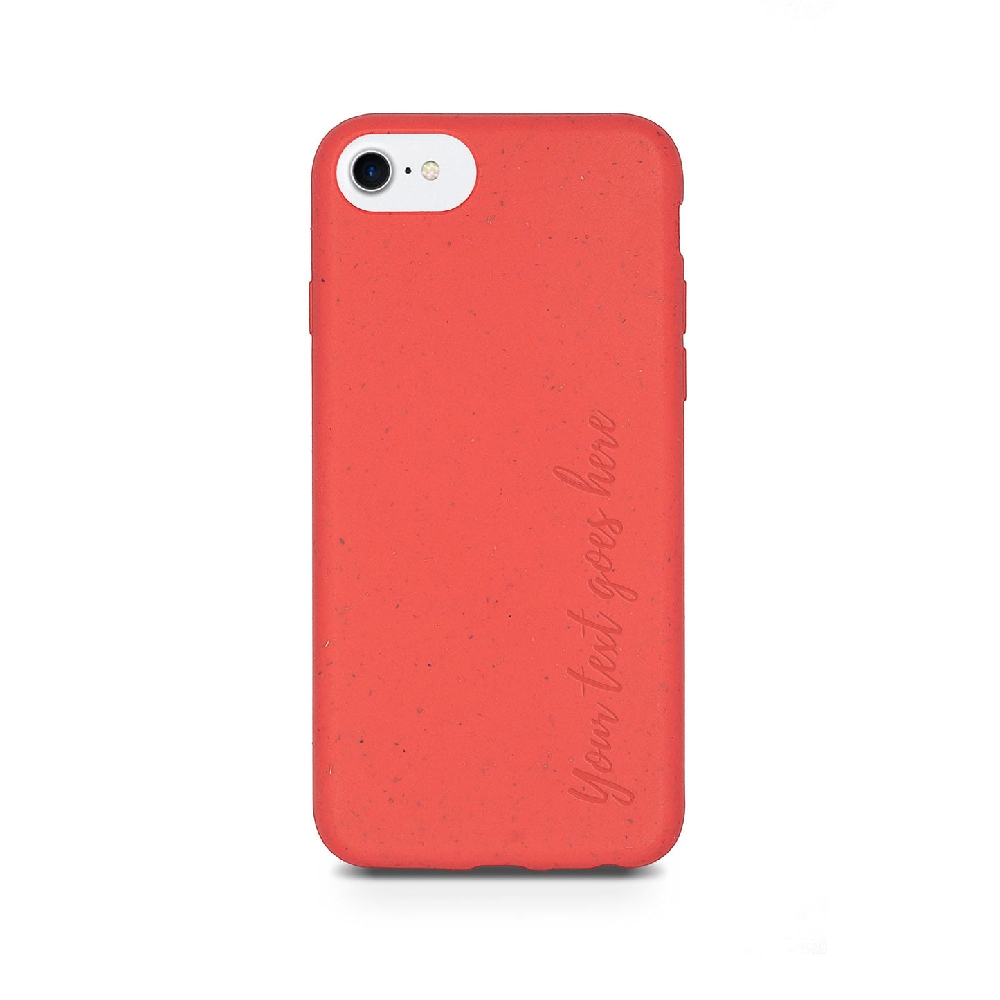 Vertical text personalized red biodegradable iPhone case - custom eco-friendly phone cover