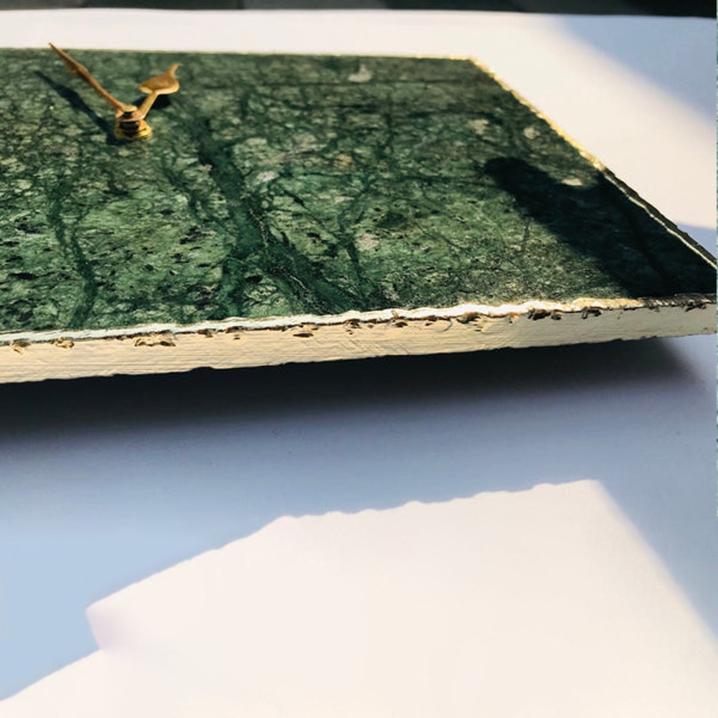 Green Marble Large Wall Clock/Personalised Momento biodegradable eco friendly phone case