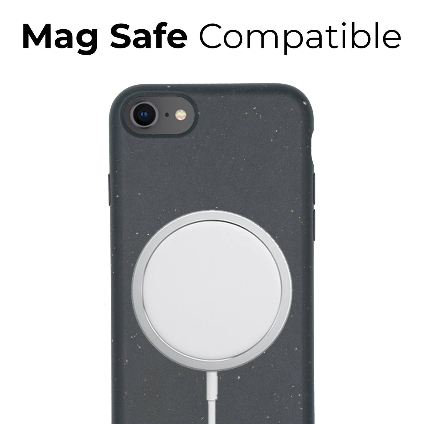 MagSafe compatible black personalized iPhone case - biodegradable eco-friendly wireless charging support
