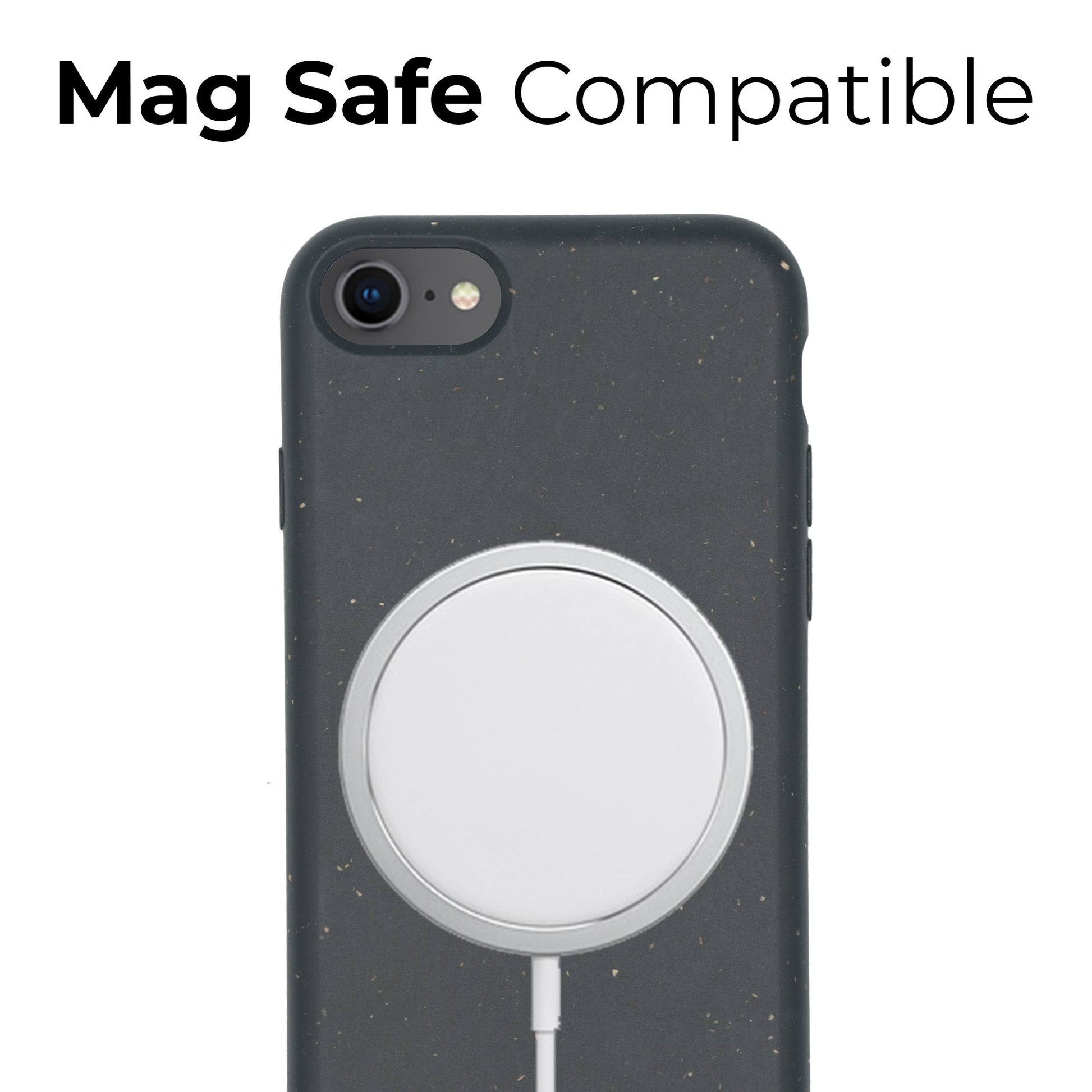 MagSafe compatible black personalized iPhone case - biodegradable eco-friendly wireless charging support