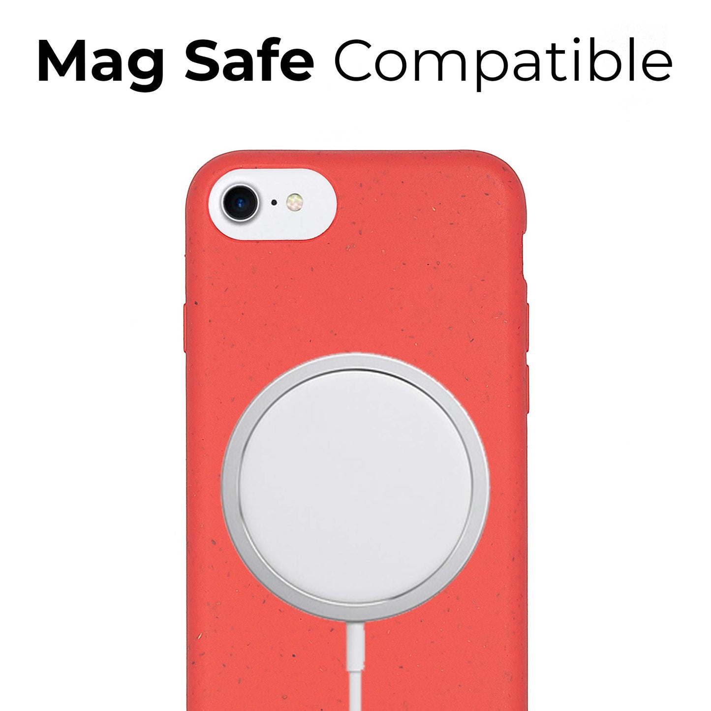 MagSafe compatible red personalized iPhone case - biodegradable eco-friendly wireless charging support