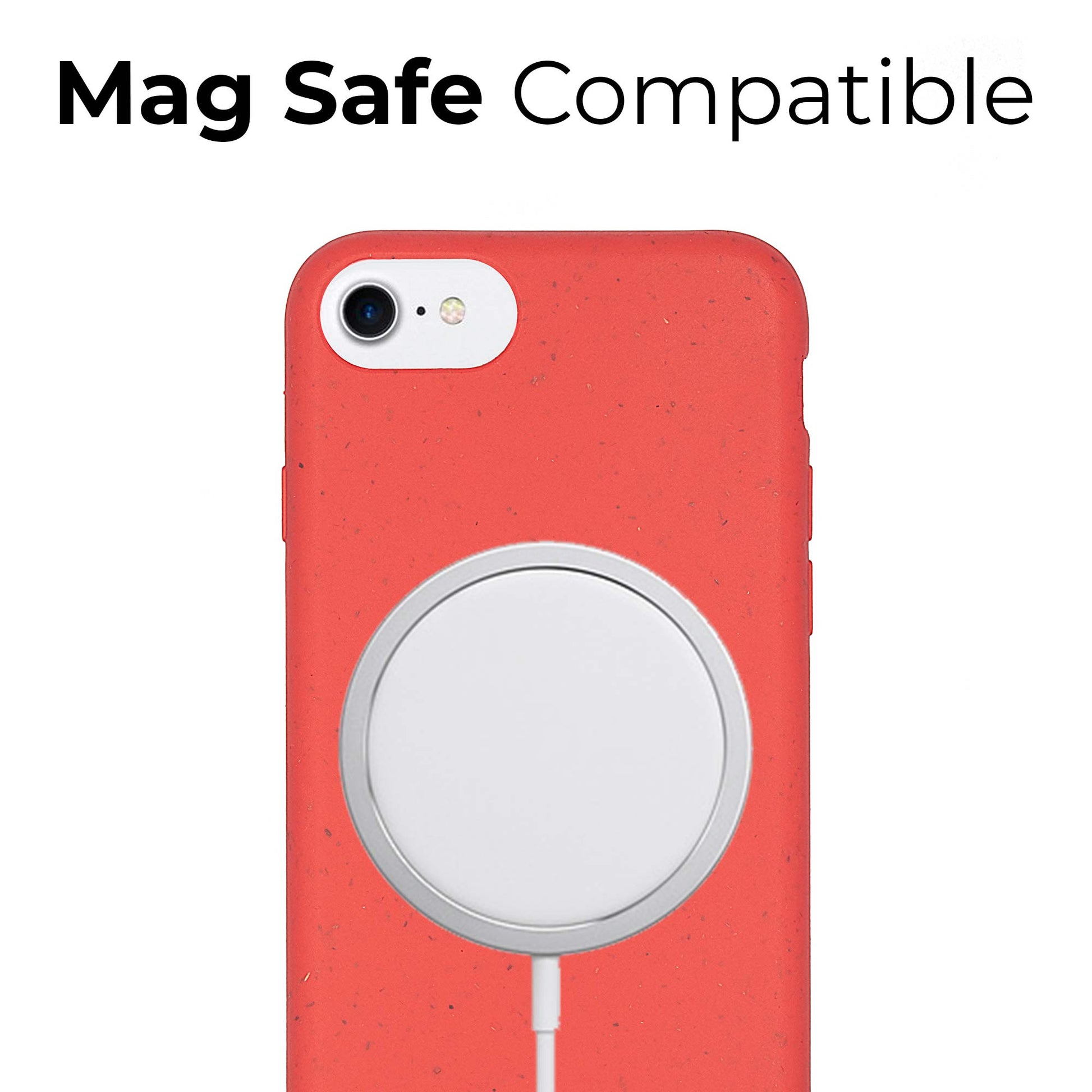 MagSafe compatible red personalized iPhone case - biodegradable eco-friendly wireless charging support