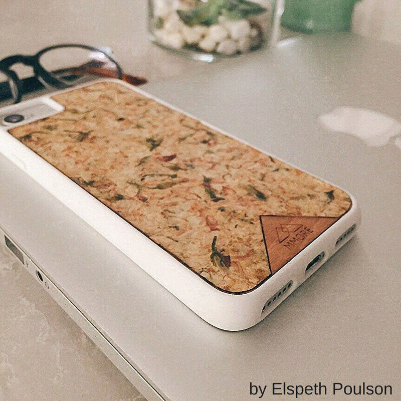 Sustainable handmade phone case with organic jasmines embedded in biodegradable resin, crafted for Google Pixel models,.