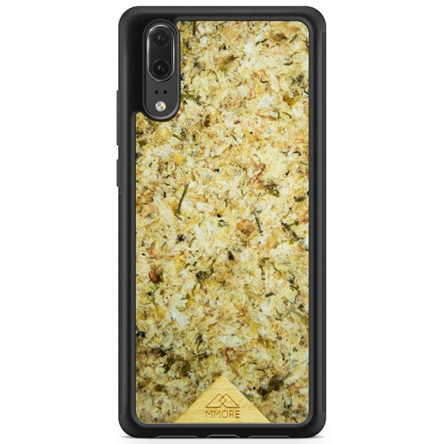 Eco-friendly organic phone case for Pixel 4A with handmade biodegradable material and black frame.