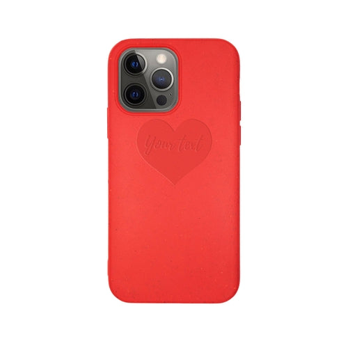 Heart design red compostable iPhone 15 Pro Max case - romantic personalized biodegradable phone protection