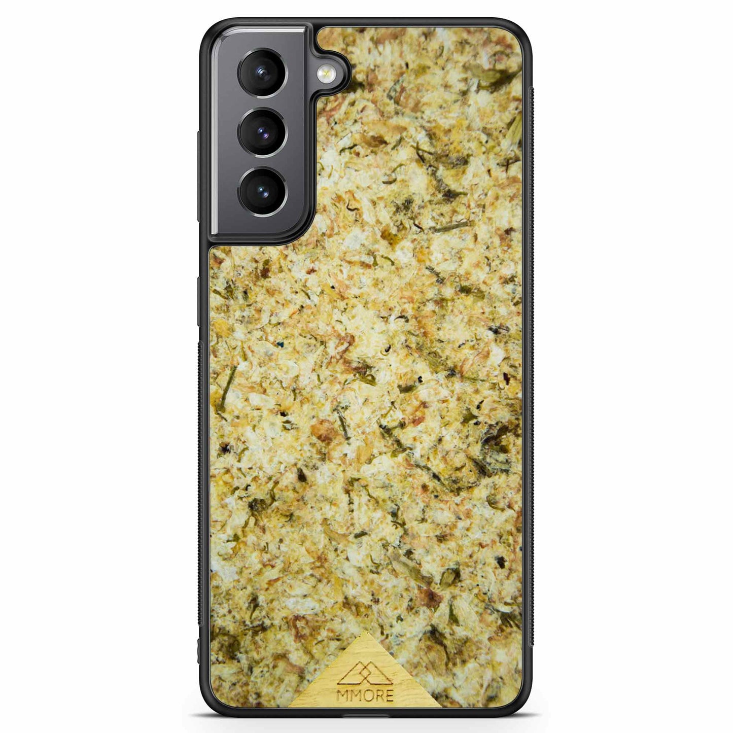 Eco-friendly handmade phone case with organic jasmine flower resin design for Google Pixel 7, biodegradable and sustainable.