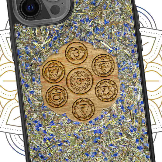 Seven chakra symbols lavender organic phone case - yoga spiritual biodegradable eco-friendly iPhone protection