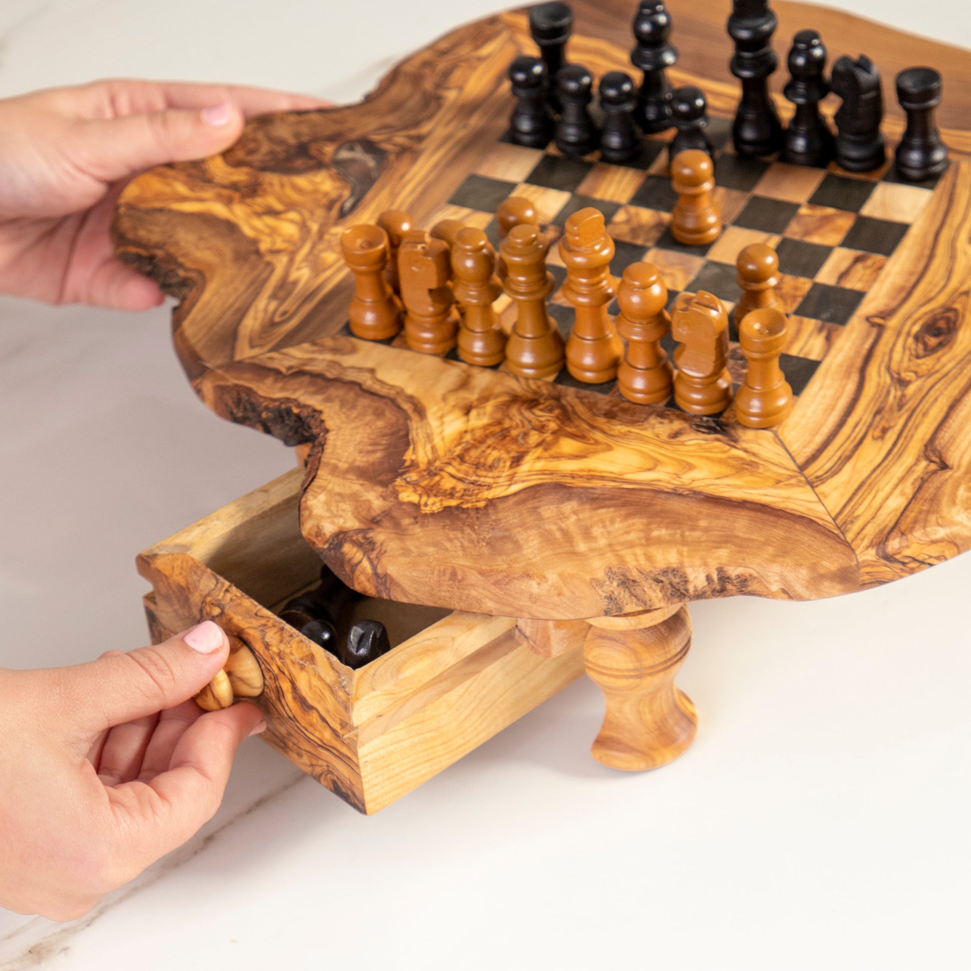 Handcrafted Olive Wood Chess Set with Drawers and Legs for Home Decor biodegradable eco friendly phone case