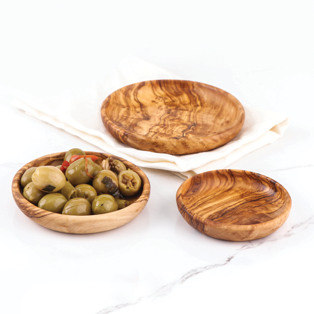 Handcrafted Tunisian Olive Wood Set of 3 Round Dipping Dishes biodegradable eco friendly phone case