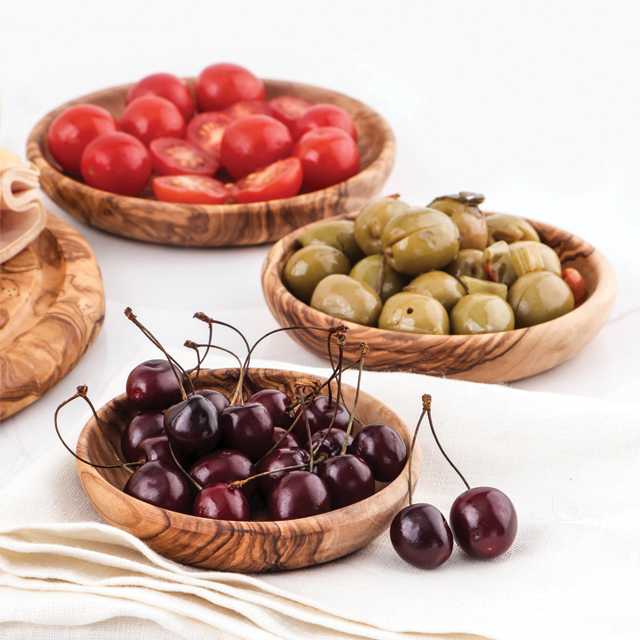 Handcrafted Tunisian Olive Wood Set of 3 Round Dipping Dishes biodegradable eco friendly phone case