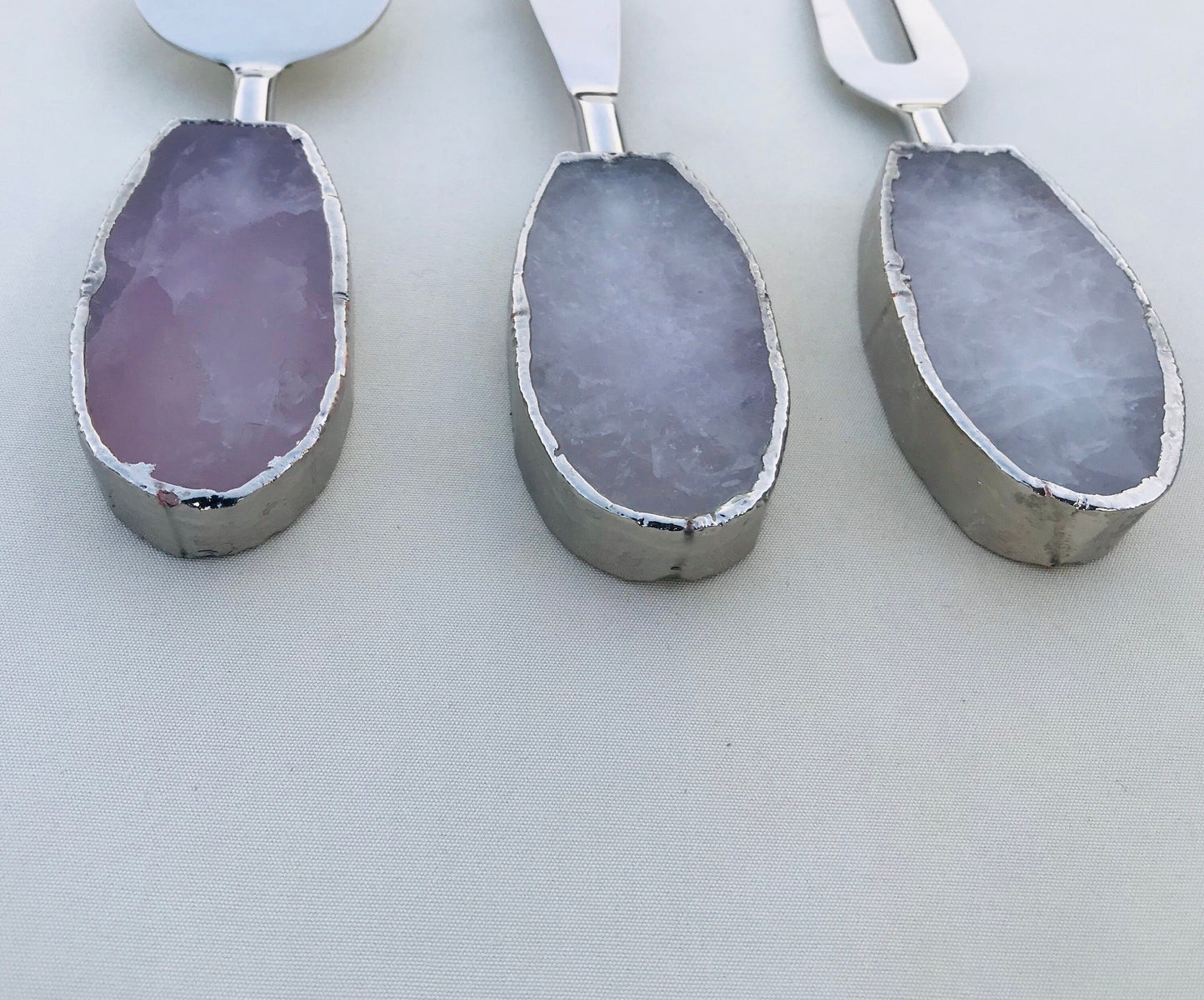 Set of 3 Rose Quartz Agate Cheese Knives/Spreaders biodegradable eco friendly phone case