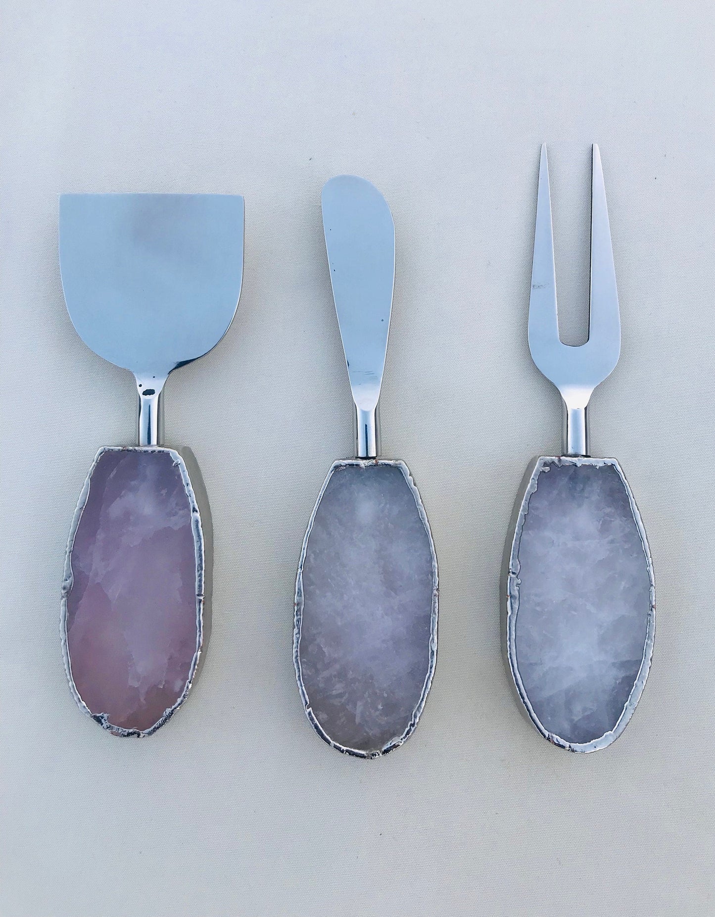 Set of 3 Rose Quartz Agate Cheese Knives/Spreaders biodegradable eco friendly phone case