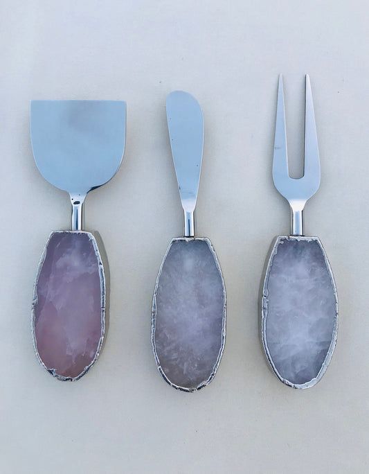 Set of 3 Rose Quartz Agate Cheese Knives/Spreaders biodegradable eco friendly phone case