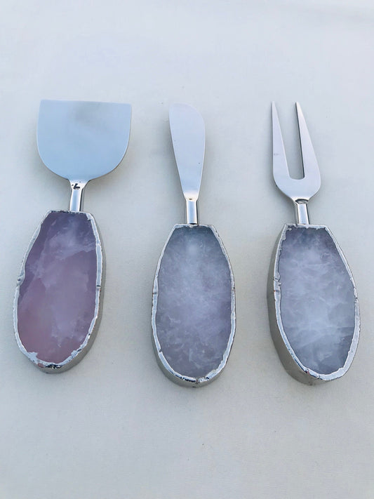 Set of 3 Rose Quartz Agate Cheese Knives/Spreaders biodegradable eco friendly phone case