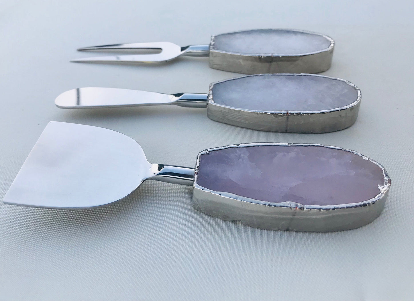 Set of 3 Rose Quartz Agate Cheese Knives/Spreaders biodegradable eco friendly phone case