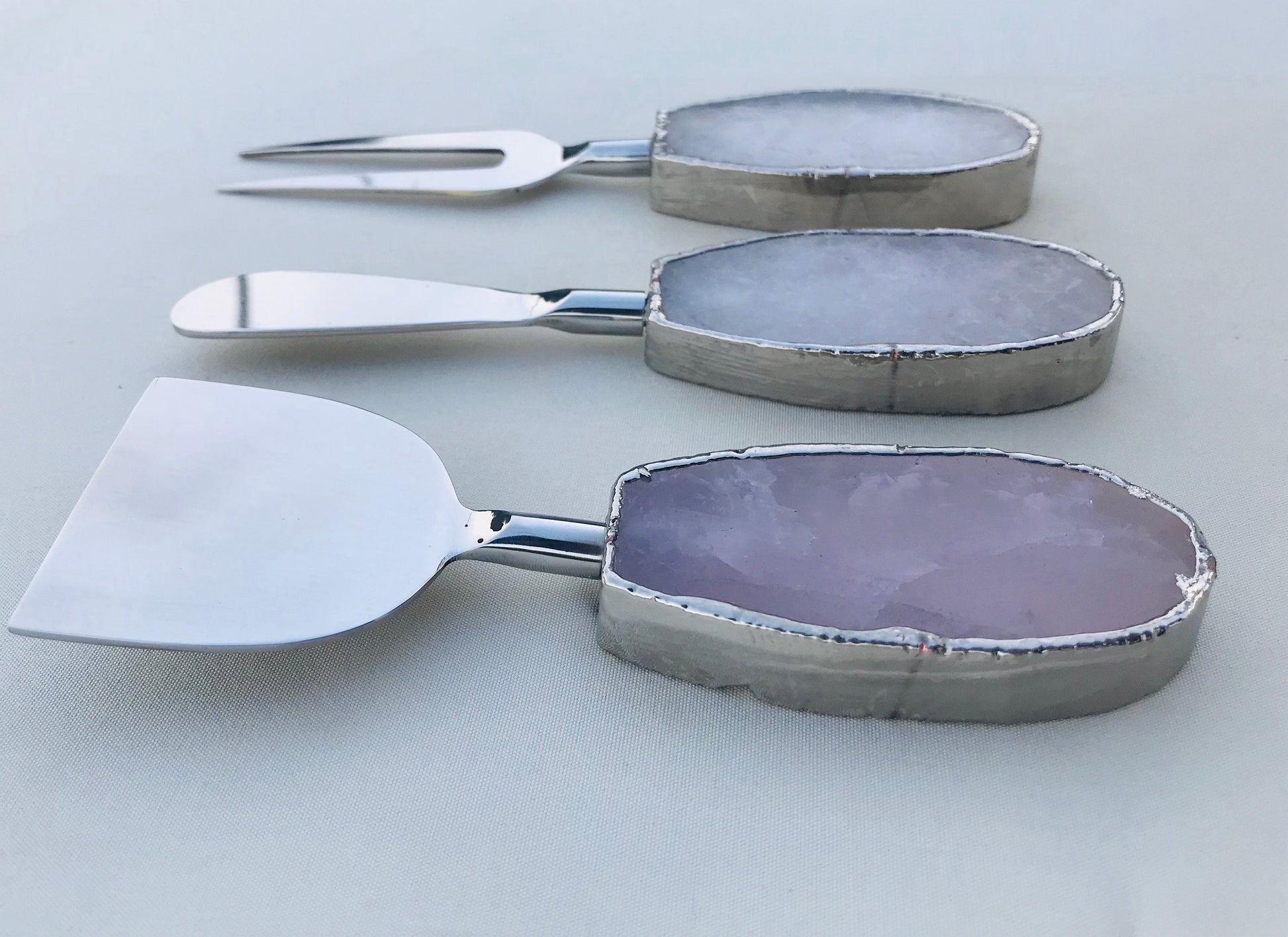 Set of 3 Rose Quartz Agate Cheese Knives/Spreaders biodegradable eco friendly phone case