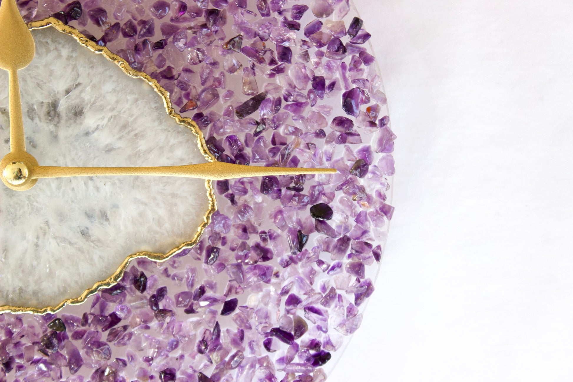10" Diameter Large Purple Crystal White Agate Wall Clock biodegradable eco friendly phone case