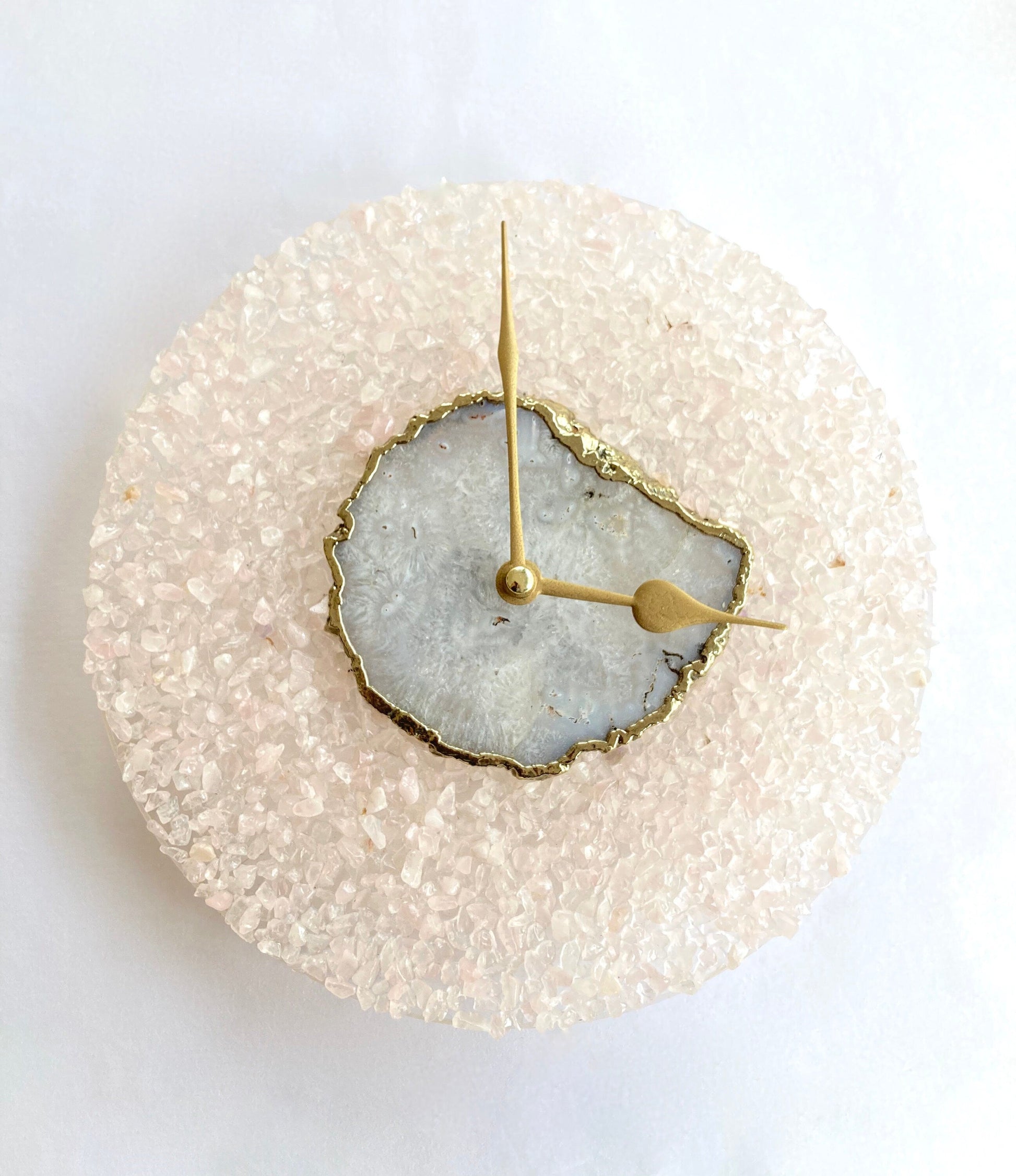 10" Diameter Large Peach Crystal With White Agate Wall Clock biodegradable eco friendly phone case