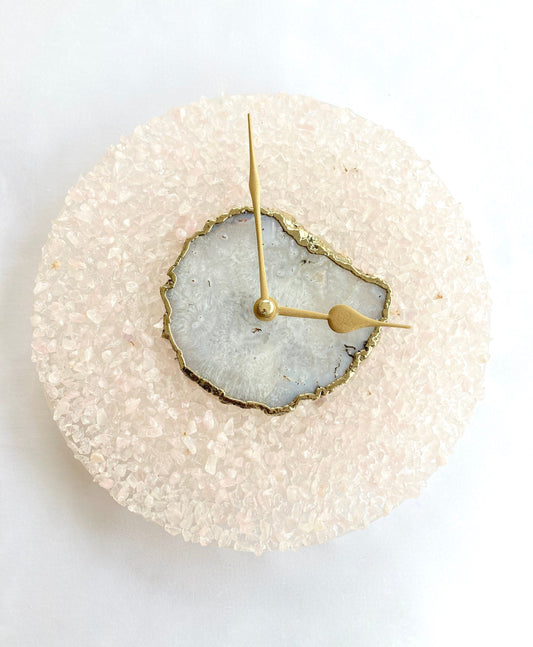 10" Diameter Large Peach Crystal With White Agate Wall Clock biodegradable eco friendly phone case