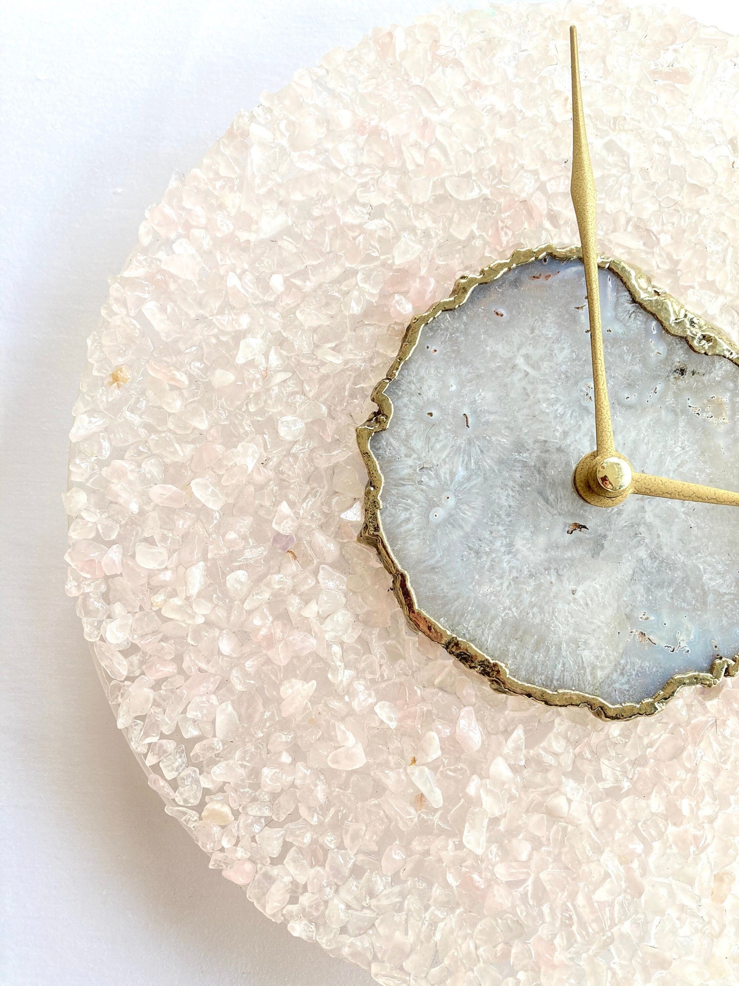 10" Diameter Large Peach Crystal With White Agate Wall Clock biodegradable eco friendly phone case