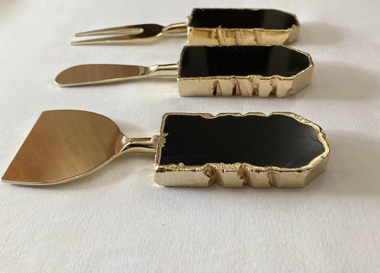 Set of 3 Black Agate Cheese Knives/Spreaders biodegradable eco friendly phone case