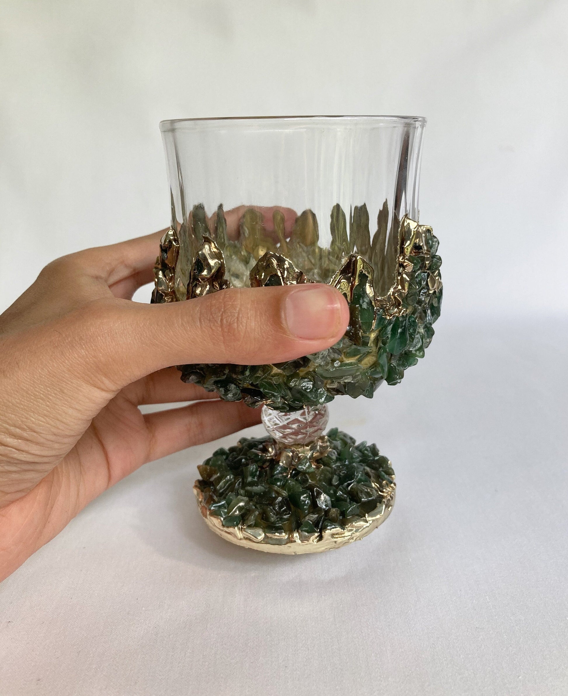 Set of 2 |Crystal Wine Glasses with Gold Plated Dark Green biodegradable eco friendly phone case