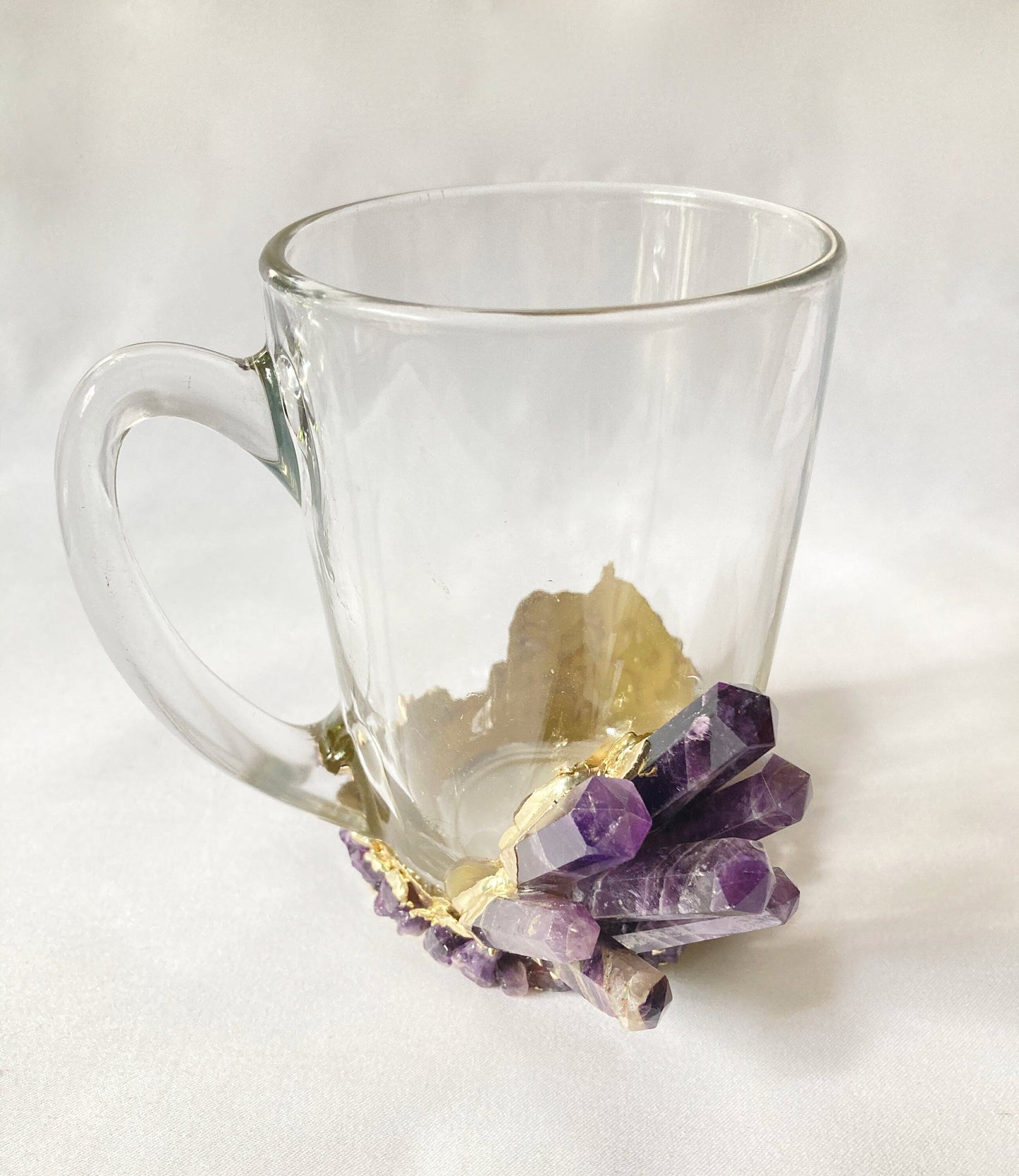Set of 2 |Crystal Glass Coffee/Tea/Juice Mugs with Gold Plated Purple biodegradable eco friendly phone case